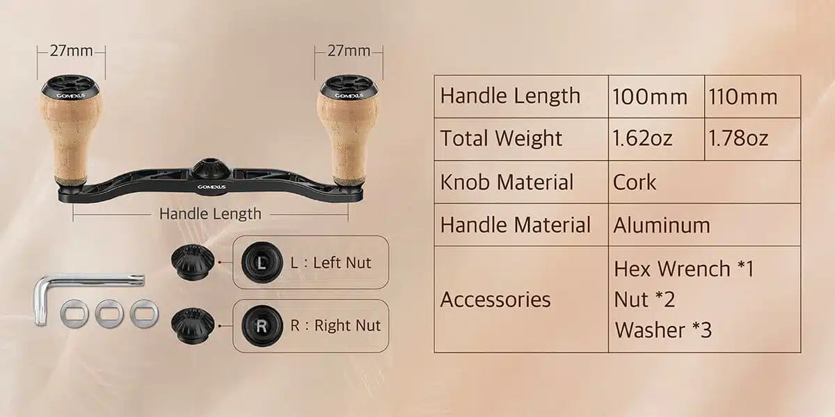 Gomexus Aluminium Handle 100/27mm Kork Knob