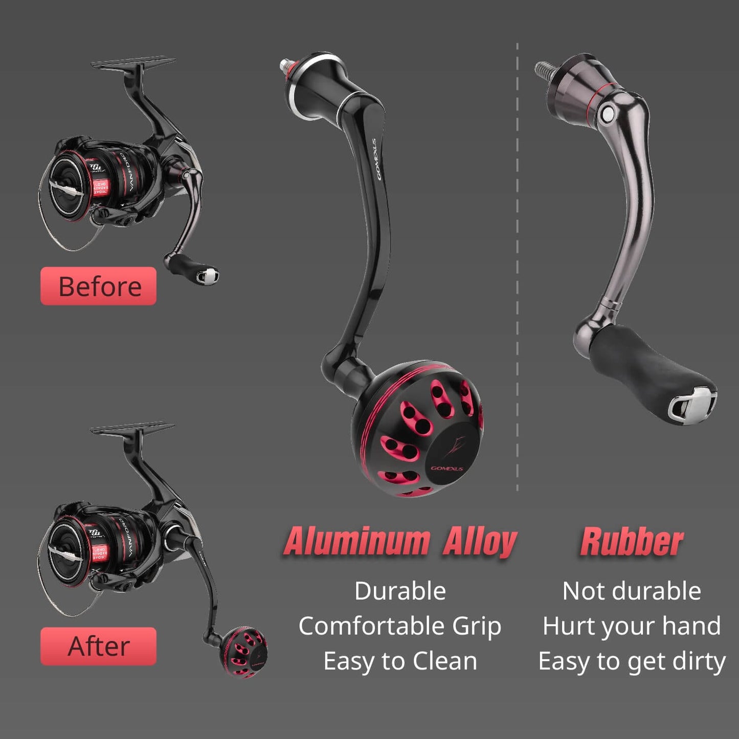 Gomexus Aluminium Handle für Shimano Vanford/Stradic Ci4