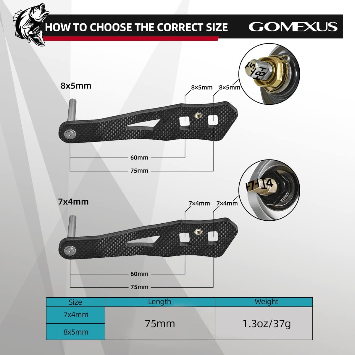 Gomexus Forged Carbon Handle 60-75/38mm Power Knob